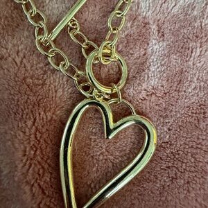 Gold Heart Pendant Chain Necklace - Women Jewelry